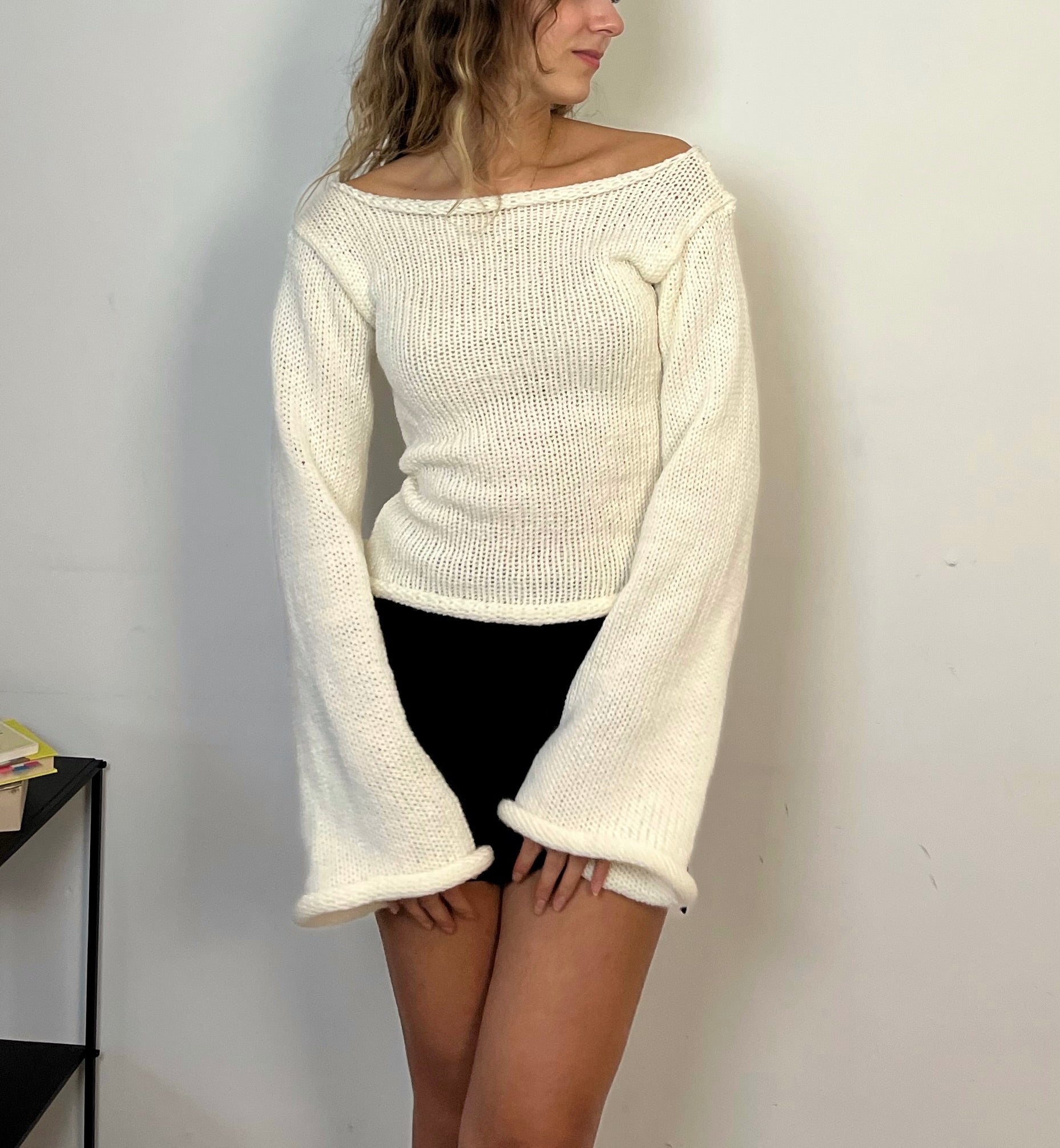 White sales cherry sweater